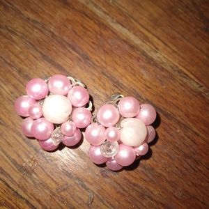 Vintage pink clip on earrings